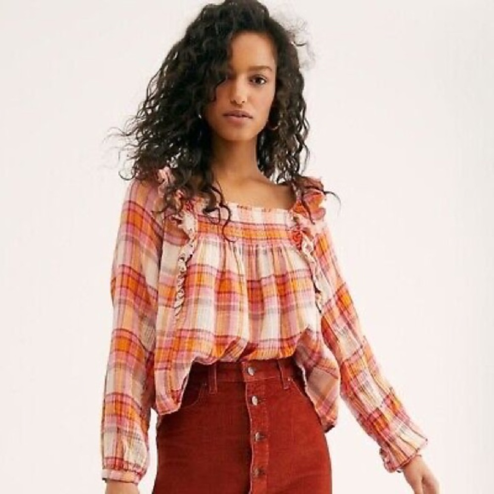 NWT Free People We the Free Siena Plaid Blouse